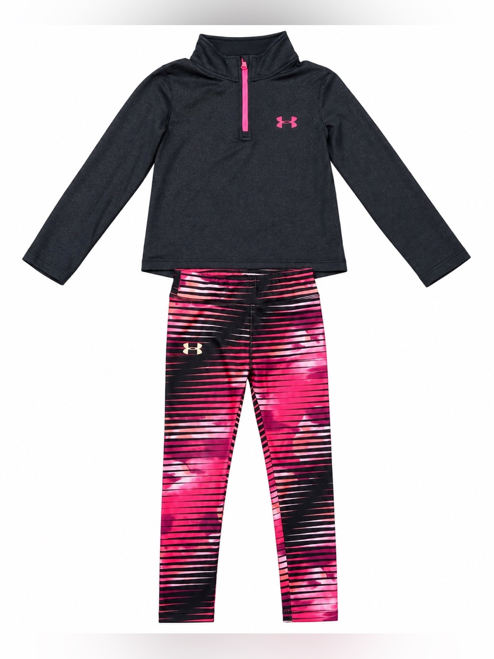 Under Armour Girls Size 5 Athletic Outfit Quarter Zip Pullover & Leggings Set